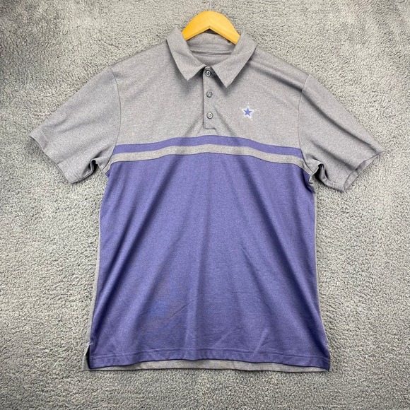 Dallas Cowboys Polo Shirt Authentic NFL Football Gray‎ Purple L - Picture 1 of 9